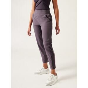 Athleta Brooklyn Ankle Pants Womens 8 Petite Mauve Zip Pockets Elastic Waist